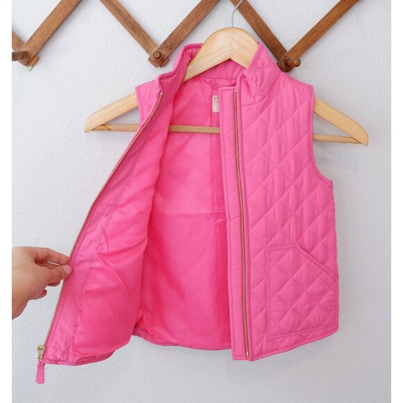 J.Crew Crewcuts Girls Pink Barbiecore Quilted Puffer Vest, size 4-5 - Picture 2 of 9